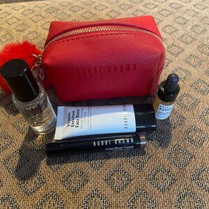 Bobbi Brown set of four samples in a Bobbi Brown red zipper pouch